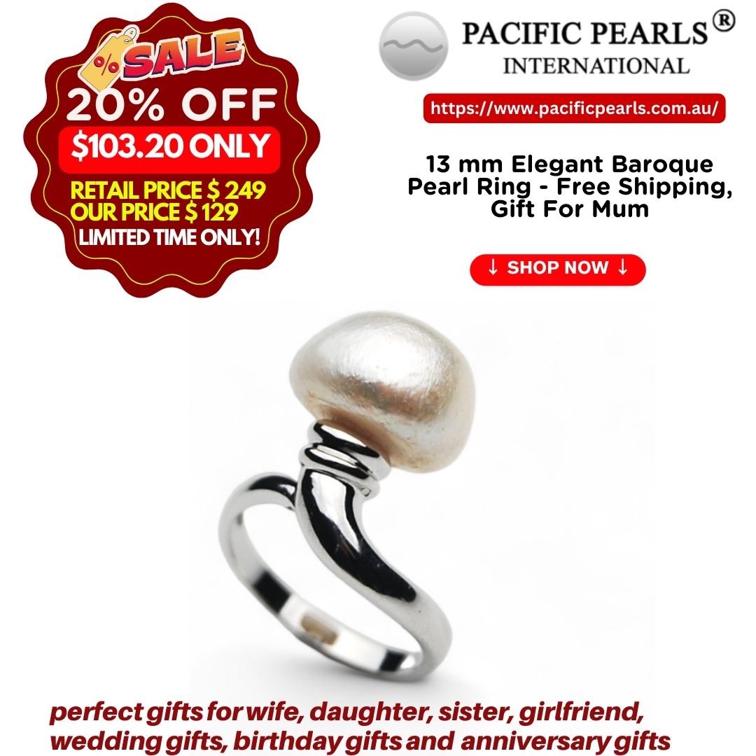 FPR04 ( 13 mm Elegant Baroque Pearl Ring - Free Shipping, Gift For Mum )